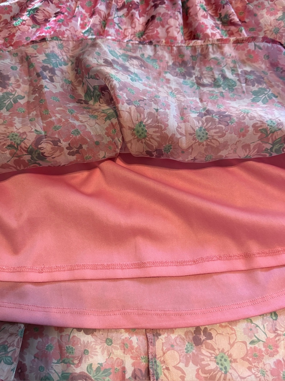 Very J Pink Floral Smocked Garden Party/Wedding/Date Square-Neck Mini Dress-EUC - Picture 6 of 11